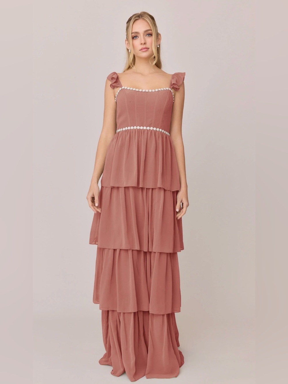 Revelry Poppy Luxe Chiffon Dress - Desert Rose